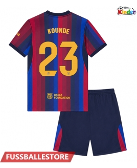 Günstige Barcelona Jules Kounde #23 Heimtrikotsatz Kinder 2026-27 Kurzarm (+ Kurze Hosen)
